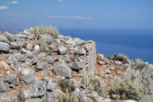 Observation post ruins and view to the sea